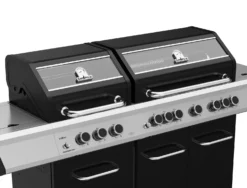 Grillfürst G750G 7-Brenner Doppelkammer - Gasgrill Mit Hochtemperaturbrenner, Seitenkocher, Heckbrenner Und Gusseisen Rosten -Outdoor Grill Verkauf Grillfuerst G750 Doppelkammer Gasgrill Garraum getrennt