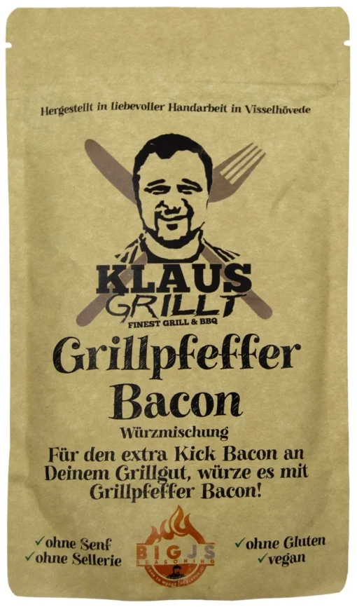 Grillpfeffer Bacon 250 G Beutel By Klaus Grillt -Outdoor Grill Verkauf Klaus Grillt Grillpfleffer Bacon 250g Beutel