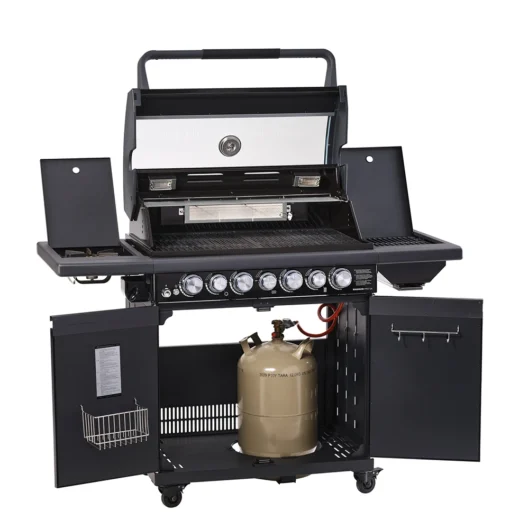 Rösle Gasgrill Magnum PRO G4-S - X-DEAL Inkl. Abdeckhaube, Gusseisen Grillplatte Und Drehspieß - Modell 2023 -Outdoor Grill Verkauf Roesle Magnum Pro G4 S Gasgrill Station 25560 all open